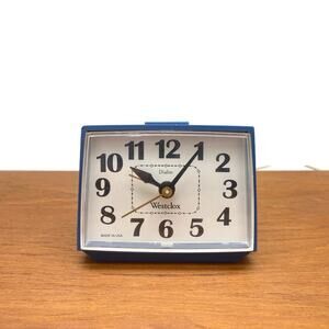 Vintage Blue Case Westclox Dialite Backlit Face Alarm‎ Clock Model 22090 USA